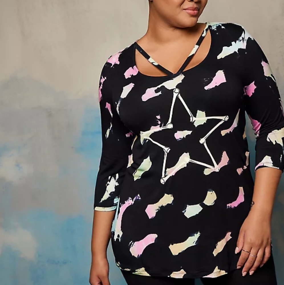 Nwt torrid lovesick super soft strappy tiedye tee size 3x (22-24)